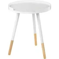 Varna Round Side Table - White, Bamboo alternate view