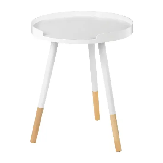 Varna Round Side Table - White, Bamboo product