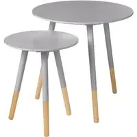 Varna Round Side Tables Set of 2 - Grey, MDF