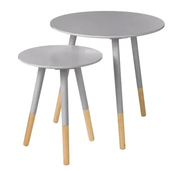Varna Round Side Tables Set of 2 - Grey, MDF