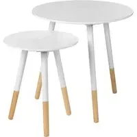 Varna Round Side Tables Set of 2 - White, MDF