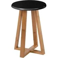 Varna Round Stool - Black, Bamboo