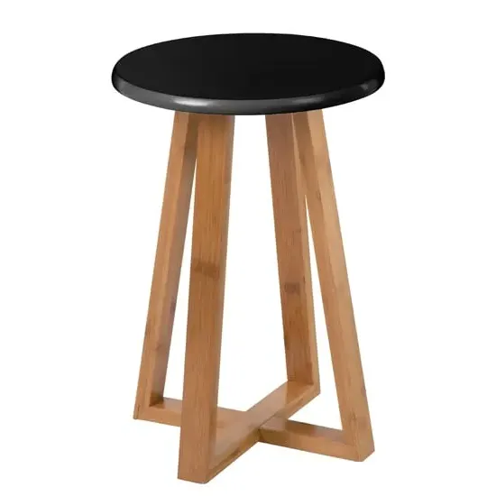 Varna Round Stool - Black, Bamboo image