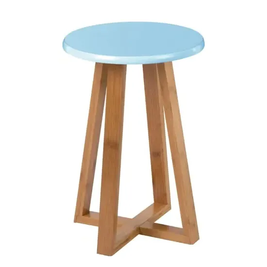 Varna Round Stool - Blue, Bamboo