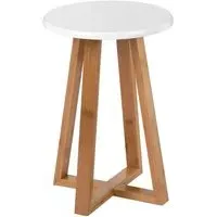 Varna Round Stool - White, Bamboo
