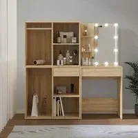 Varro Dressing Set with 2 Cabinets and LED - Sonoma Oak