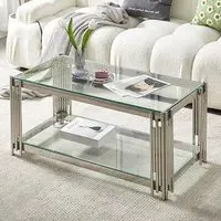 Vasari Clear Glass Coffee Table with Steel Frame - Clear