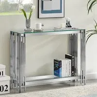 Vasari Clear Glass Console Table with Steel Frame - Clear