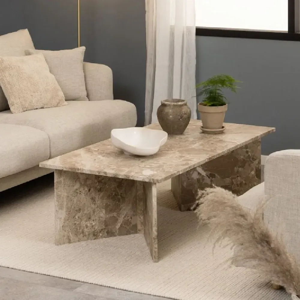 Vashon Rectangular Coffee Table - Brown, Marble product