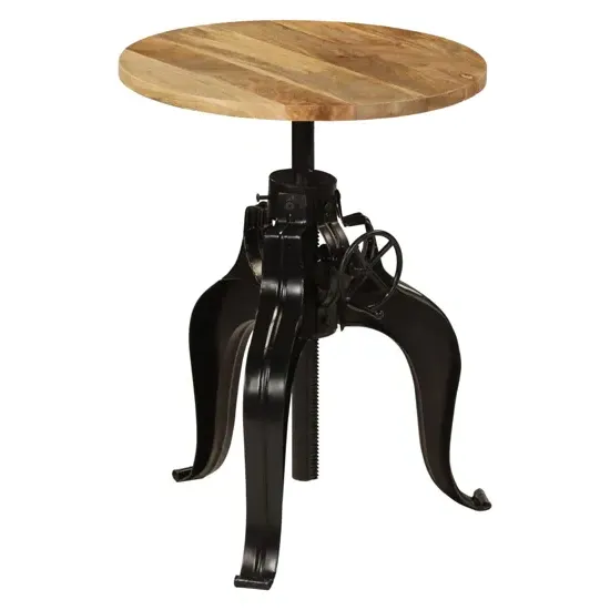 Veda Round Small Bar Table Adjustable Height - Natural, Mango Wood product