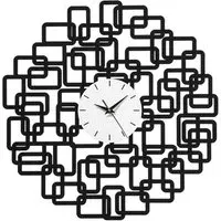 Veeto Abstract Squares Wall Clock - Black, Metal