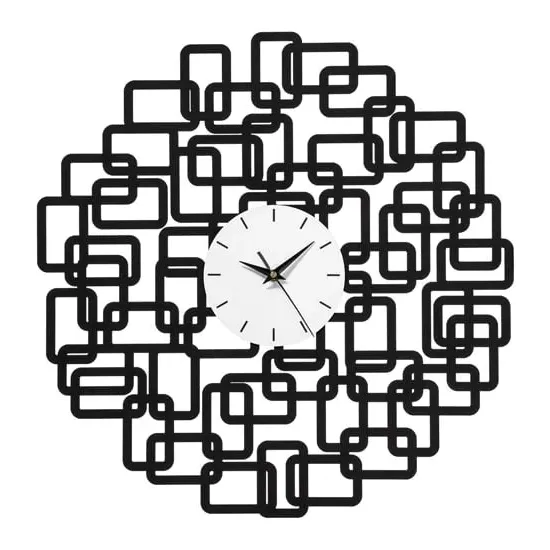 Veeto Abstract Squares Wall Clock - Black, Metal