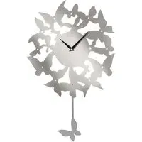 Veeto Butterfly Pendulum Wall Clock - Silver, Stainless Steel