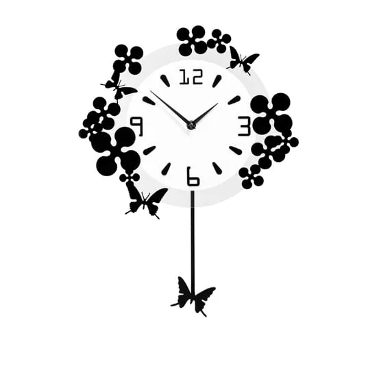 Veeto Butterfly Wall Clock - Black and White, Acrylic image