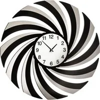 Veeto Mirrored Swirl Wall Clock - Black, Glass