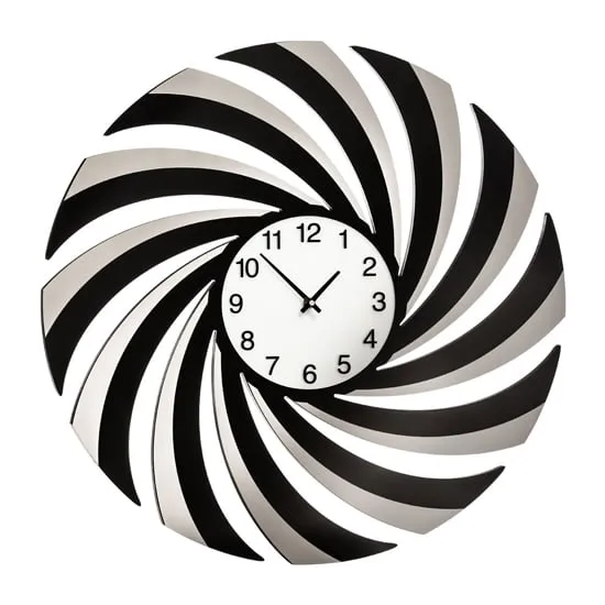 Veeto Mirrored Swirl Wall Clock - Black, Glass