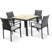 Vega 4-Seater Garden Dining Set with Parasol - Oak Grey