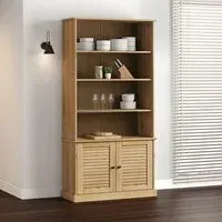Vega Bookcase with 2 Doors 3 Shelves - Brown, Pinewood