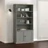 Vega Bookcase with 2 Doors 3 Shelves - Grey, Pinewood
