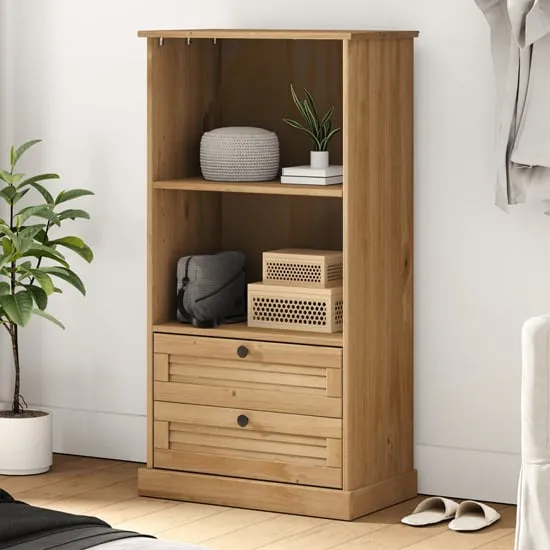 Vega Bookcase with 2 Drawers - Brown, Pine Wood product
