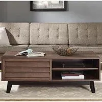 Vega Coffee Table with Sliding Door - Walnut, Wood