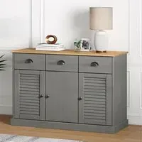 Vega Pinewood Sideboard with 3 Doors 3 Drawers - Grey