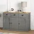 Vega Pinewood Sideboard with 3 Doors 3 Drawers - Grey