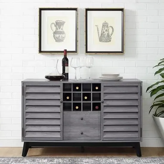 Vega Wooden Drinks Serving Trolley with 2 Doors - Grey Oak image