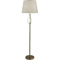 Vegas Floor Lamp with Hessian Shade - Antique Brass
