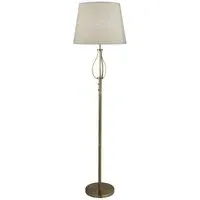 Vegas Floor Lamp with Hessian Shade - Cream, Brass