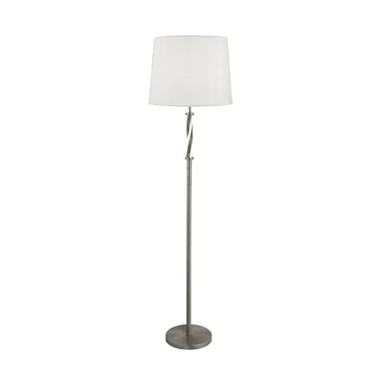 Vegas Floor Lamp with Hessian Shade - Silver