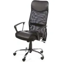 Vegas Mesh Office Chair with Headrest - Black, Leather