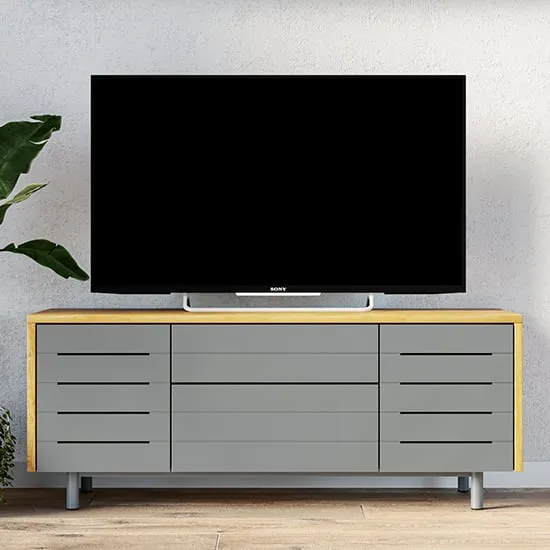 Vejle TV Stand with 2 Doors and 2 Drawers - Grey, Wood image