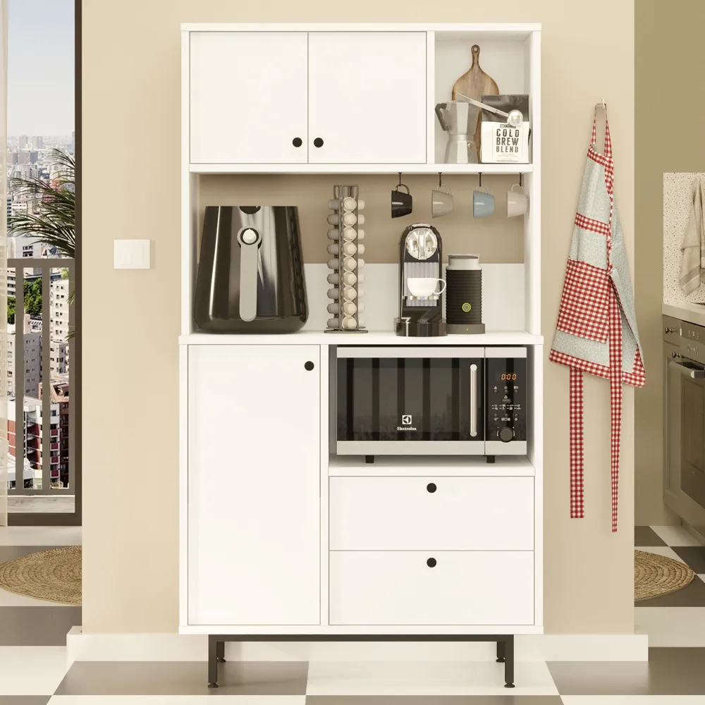 Velano Coffee Station Cabinet 3 Doors 2 Drawers - White, Particle Board product