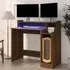Velez Computer Desk with LED Lights - Brown Oak