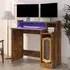 Velez Computer Desk with LED Lights - Smoked Oak
