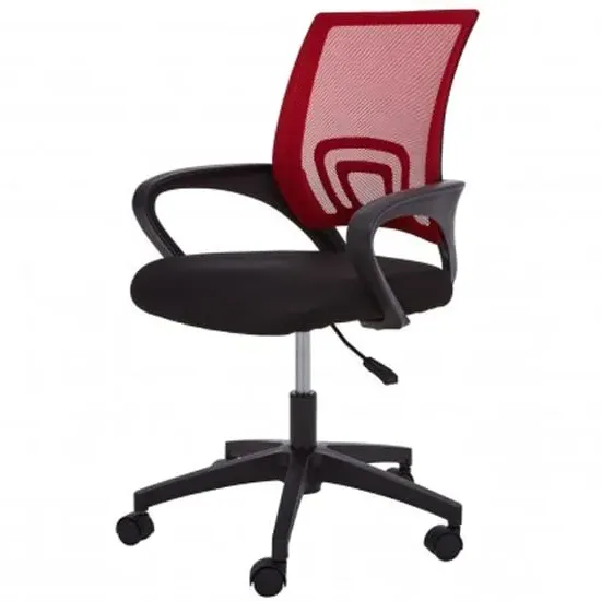 Velika Office Chair with Armrest - Red, Fabric
