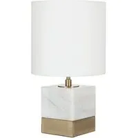 Vencro Table Lamp with Marble Base - White, Fabric