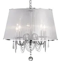 Venetian Curved 5 Light Pendant Light - Chrome, Voile