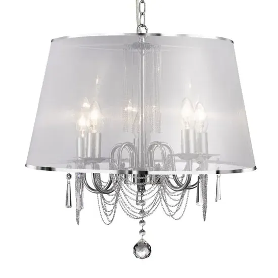 Venetian Curved 5 Light Pendant Light - Chrome, Voile image