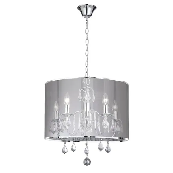 Venetian Round 5 Light Pendant Light - Chrome, Silver