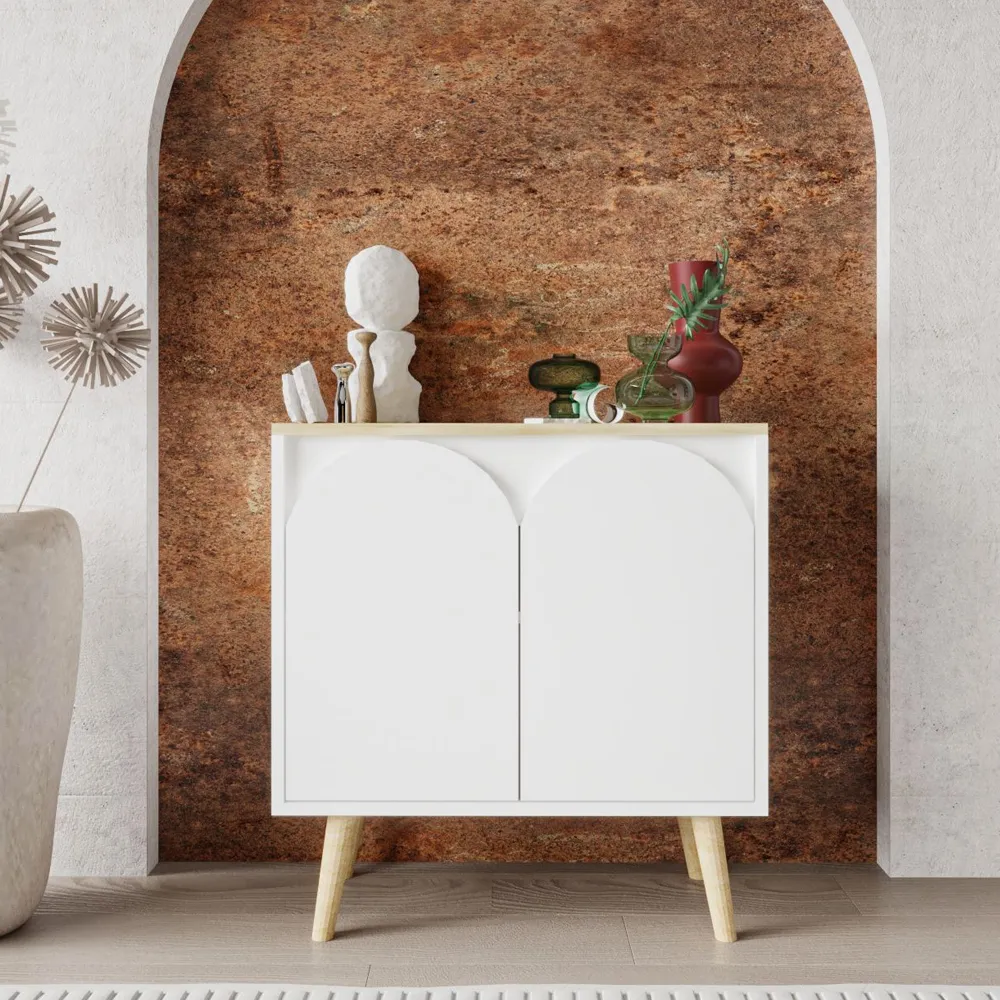Venezia Console Table with Shelves - White, Melamine Chipboard product