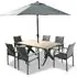 Venice 6-Seater Garden Dining Set with Parasol - Black Oak