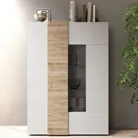 Venice Display Cabinet 2 Doors - White, Cadiz Oak