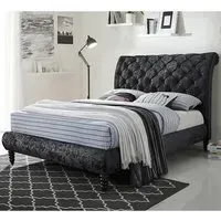 Venice Double Bed Frame - Black, Velvet