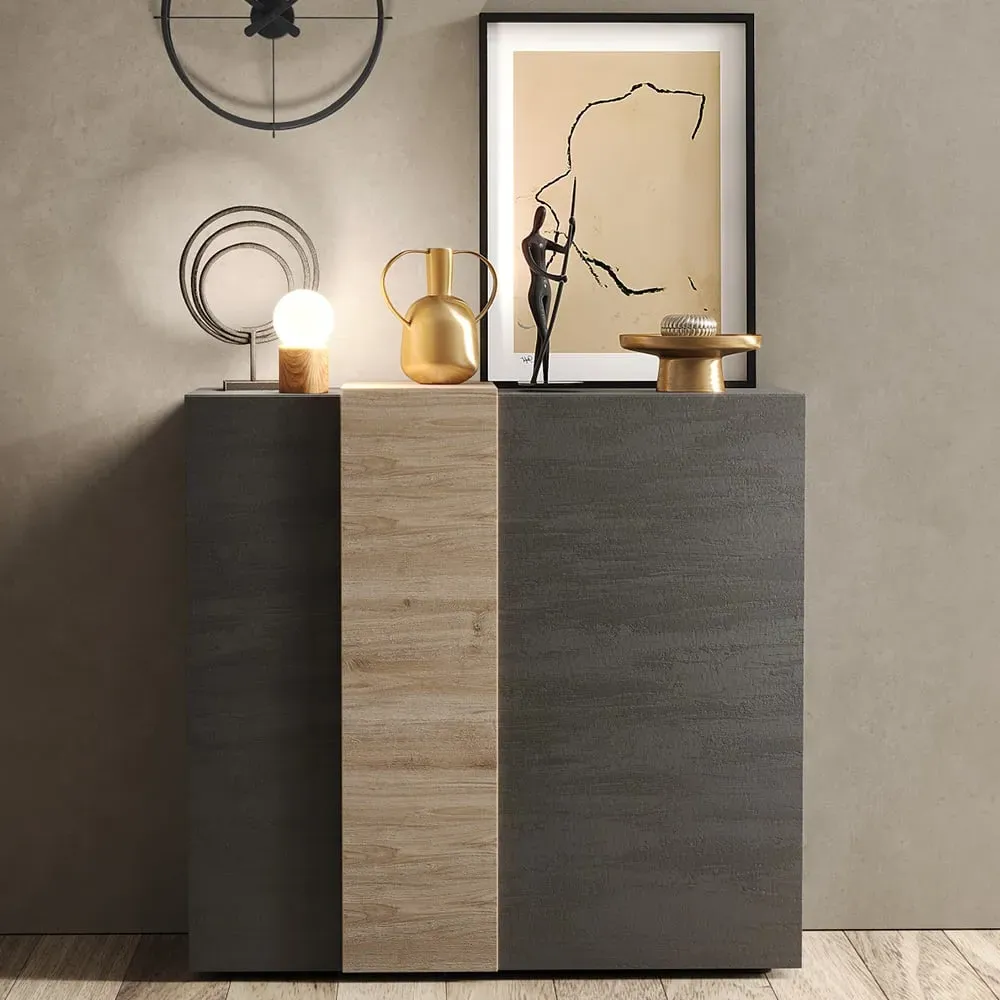 Venice Highboard 2 Doors - Titan, Cadiz Oak