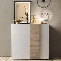 Venice Highboard 2 Doors - White, Cadiz Oak