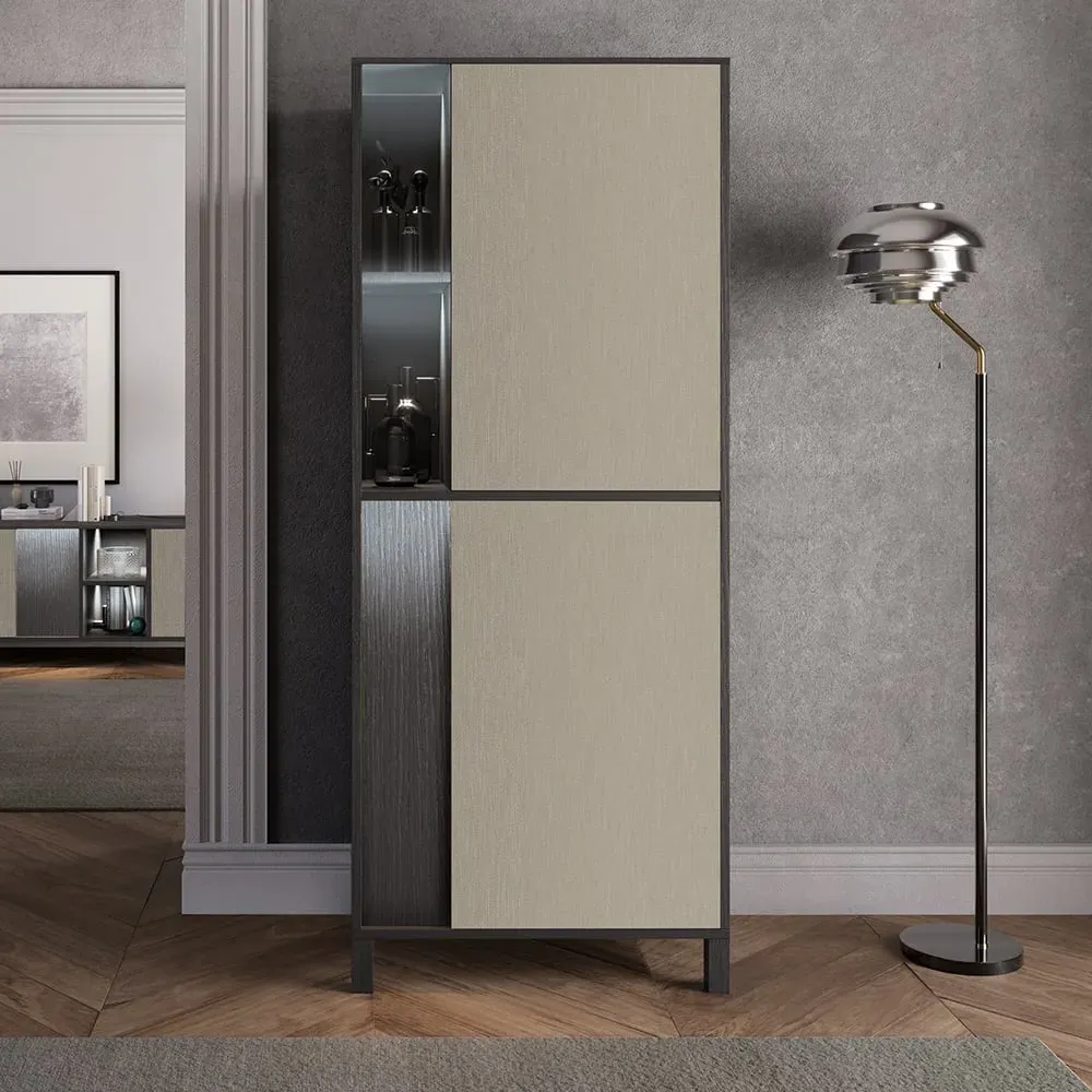 Venice Left Hand Display Cabinet with LED - Champagne image