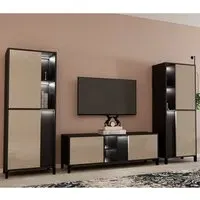 Venice Living Room Set with Display Cabinet - Champagne