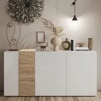 Venice Sideboard 3 Doors - White, Cadiz Oak